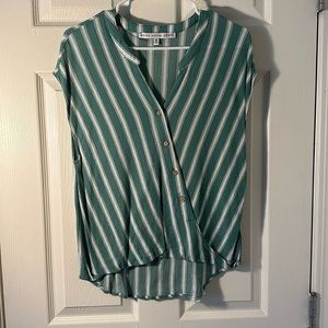 Green and white striped top